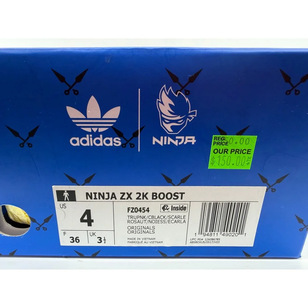 Adidas Ninja ZX 2K Boost True Pink Core Black Scarlet FZ0454 Mens 4 Womens 5.5